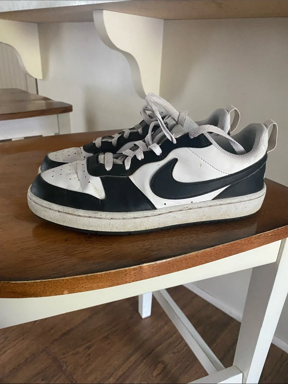 Nike White and Black Court-Style Sneakers